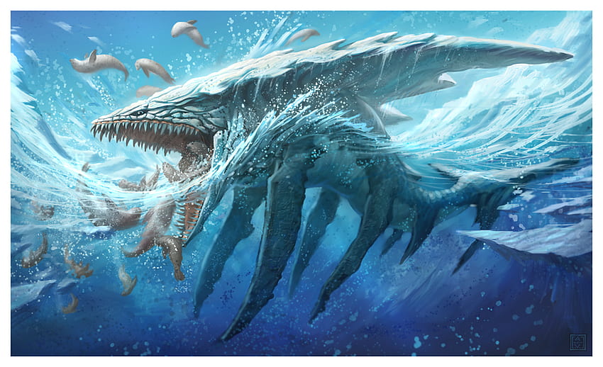 monstre sous-marin, bleu, créature, monstre, eau Fond d'écran HD