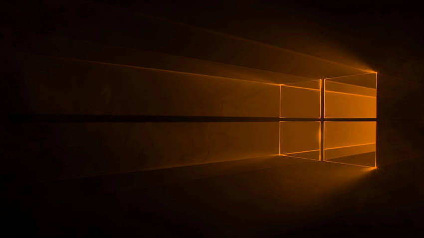Windows 10 オリジナル、オレンジ色の Windows ロゴ 高画質の壁紙