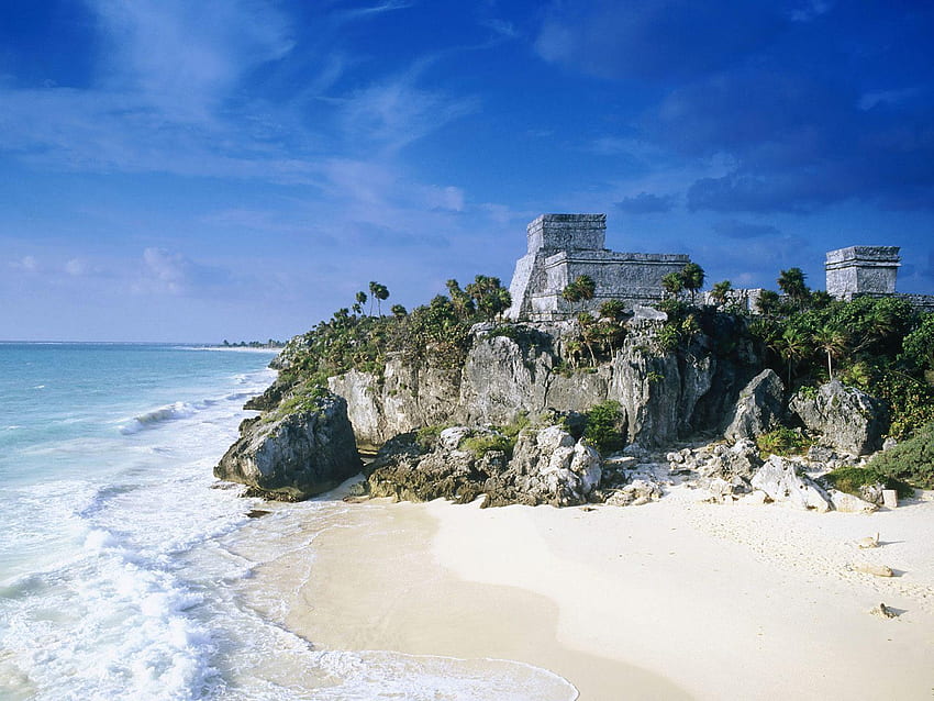 Mayan Ruins Mexico Beach : : High, Mexican Beach HD wallpaper