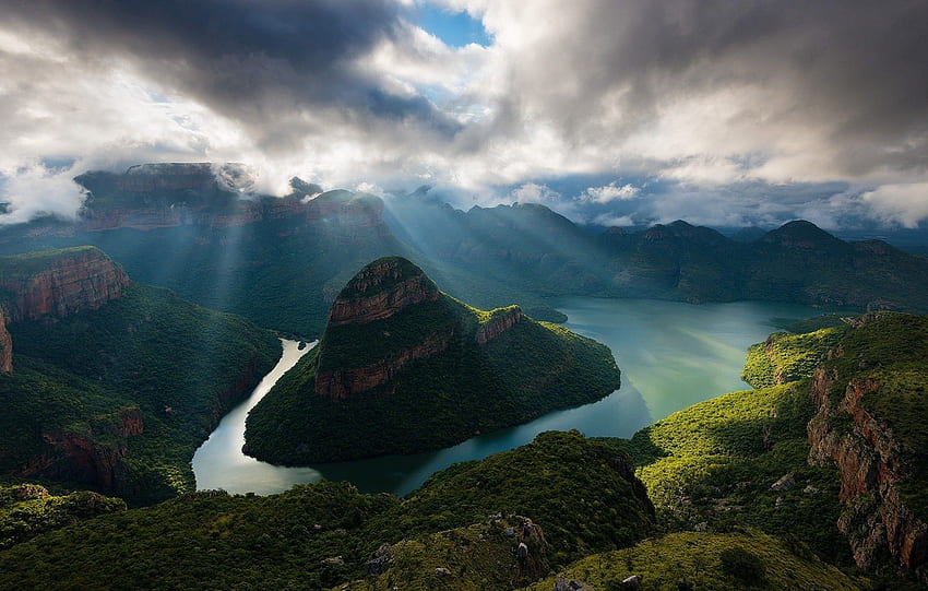 pemandangan, Alam, Matahari Terbit, Ngarai, Sungai, Afrika Selatan, Matahari, Pemandangan Afrika Wallpaper HD