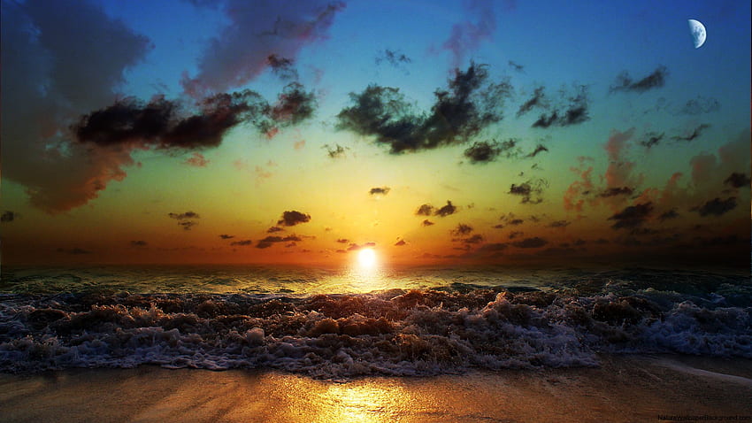 Sunset San And Sea Nature Toutes choses Baha'i Fond d'écran HD
