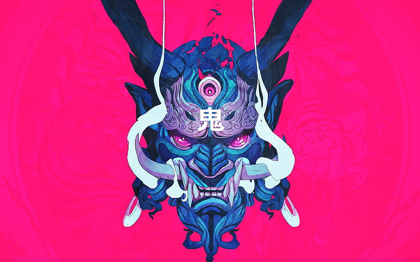 ChunLo, Japanese, Mask, Samurai, Demon, Illustration, Oni mask, Japan Culture HD wallpaper