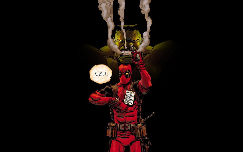 Deadpool Pointing gun Hulk funny Marvel Comics Black . HD wallpaper