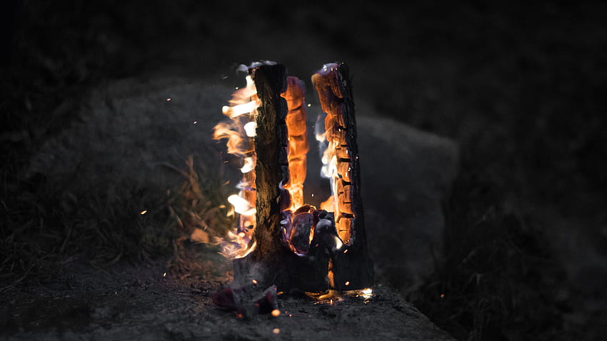 Bonfire, Coals, , , Firewood HD wallpaper