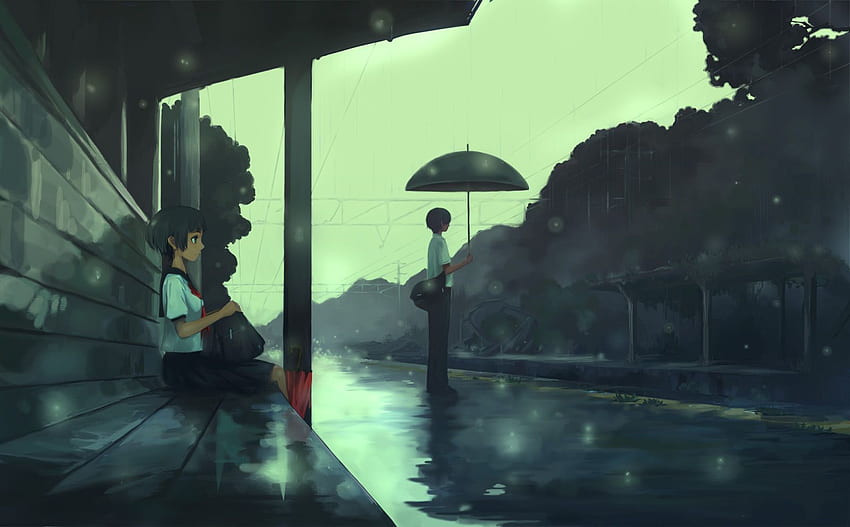 Día lluvioso. Anime, Ciudad de anime, Lluvia fondo de pantalla | Pxfuel
