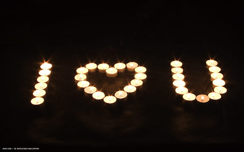 나는 당신을 사랑합니다 불타는 촛불 촛불 빛 밤 와이드 배경화면 HD 월페이퍼