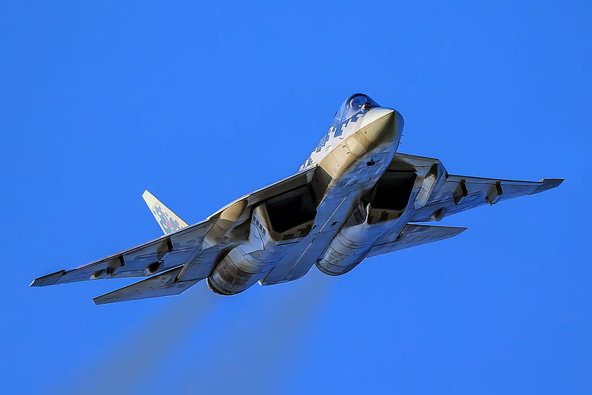 Aeronave, Caça a Jato, Sukhoi Su 57, Avião de Guerra, Sukhoi Su-57 papel de parede HD