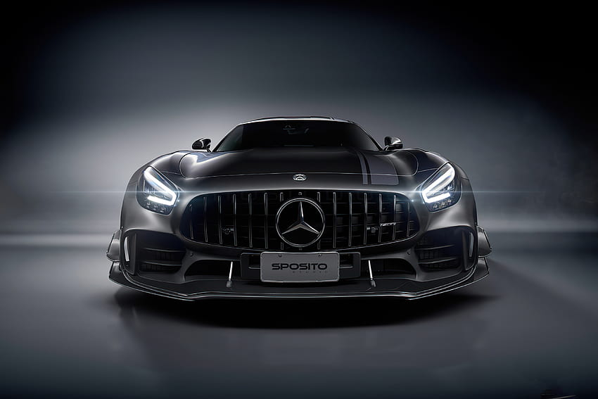 Schwarzes Auto, Mercedes-AMG GT, Auto HD-Hintergrundbild