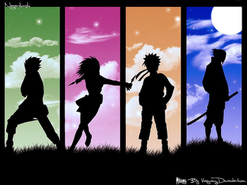 Naruto Characters, Naruto Silhouette HD wallpaper