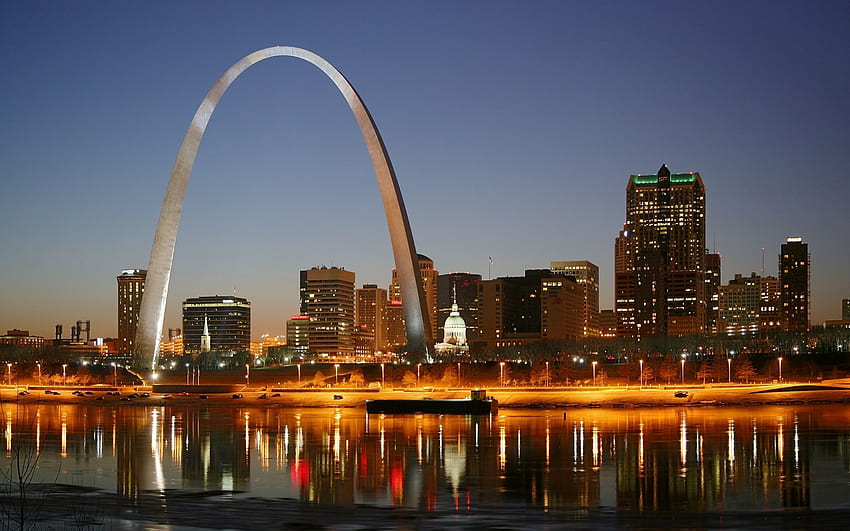 Şehirler, Su, Gece, Işıklar, St Louis, St. Louis, Missouri, Amerika HD duvar kağıdı