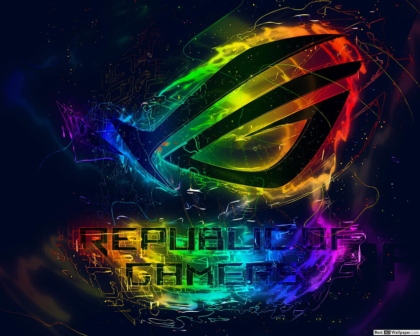 Asus ROG [Republic of Gamers] - ROG アブストラクト ネオン レインボー ロゴ、レインボー Razer 高画質の壁紙