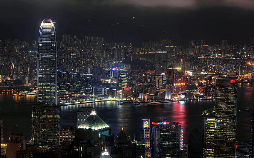 Cities, Night, City, Skyscrapers, China, Hong Kong, Hong Kong S.a.r HD wallpaper