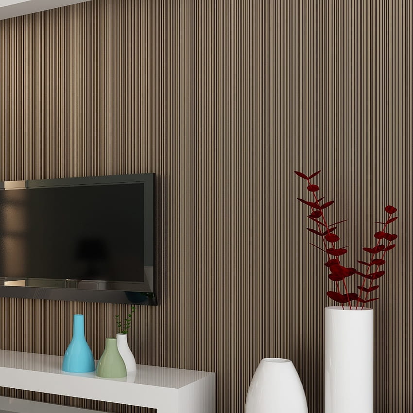Beibehang Einfach schlicht weiß beige braun 3D-Wohnzimmer-Schlafzimmer-Hintergrund voller vertikaler Streifen 3D-Rollen. braun . 3D-Wohnzimmer, Braun und Weiß HD-Handy-Hintergrundbild