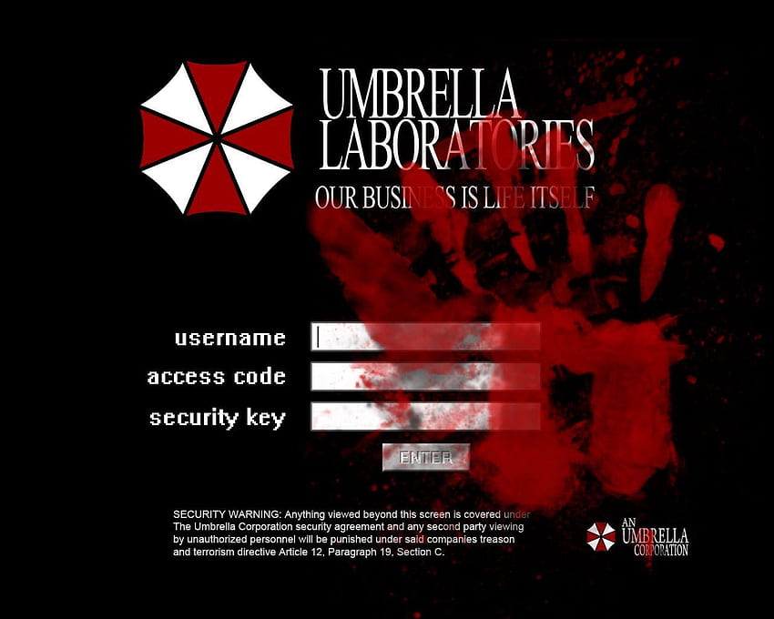 Logowanie Umbrella, Logowanie Umbrella Corporation Tapeta HD