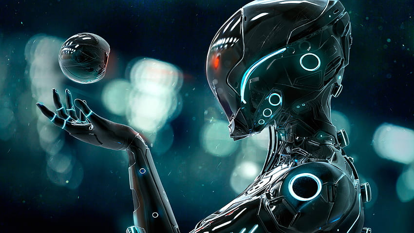 Robot Android Sci Fi, Robot Tersesat di Luar Angkasa Wallpaper HD