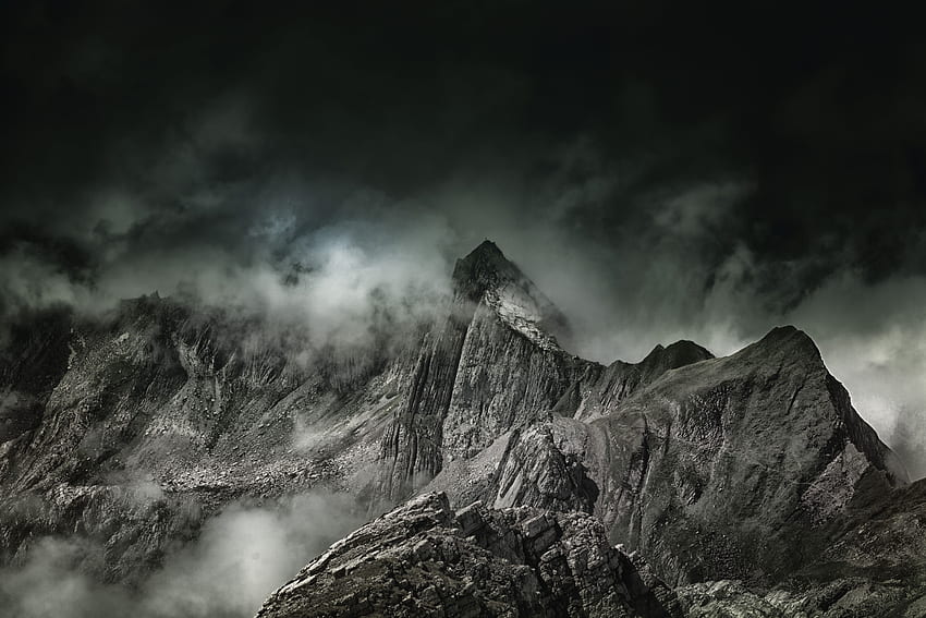 自然, 山, 頂点, 上, 霧 高画質の壁紙