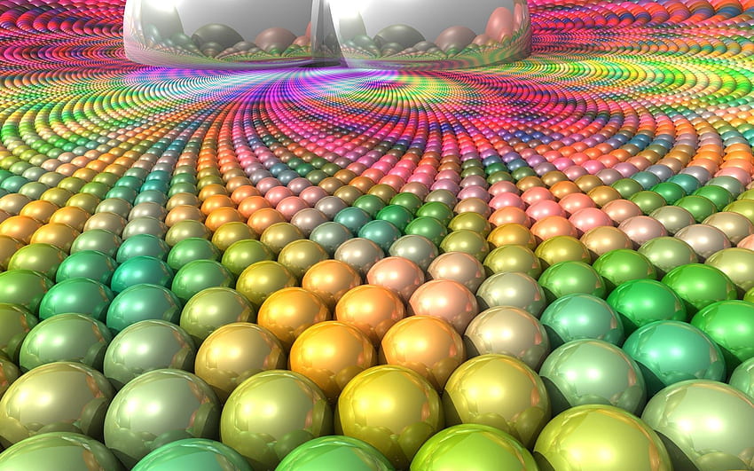 밝은, 여러 가지 빛깔의, 가지각색의, 3D, 표면, 공, 많은, 무리 HD 월페이퍼