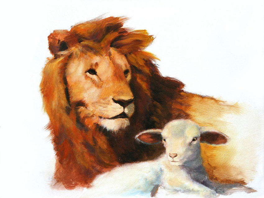 Detail für -Löwen- und Lammmalerei - Christian. Löwe und Lamm, Löwe, Löwe von Juda HD-Hintergrundbild