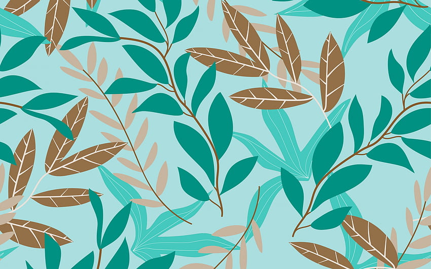 Pattern, blue, summer, brown, green, texture, leaf, vara HD wallpaper