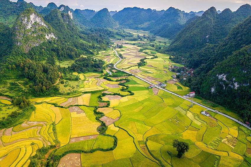 Vietnam Cao Bang Nature Mountains Roads Fields Landscape, Vietnam Scenery HD wallpaper