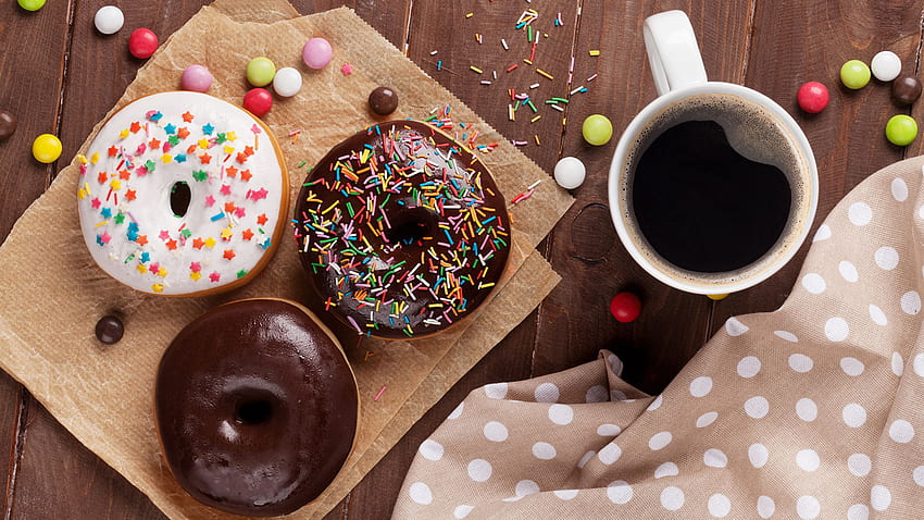 Chocolate Candy Donuts Coffee Cup Food HD wallpaper