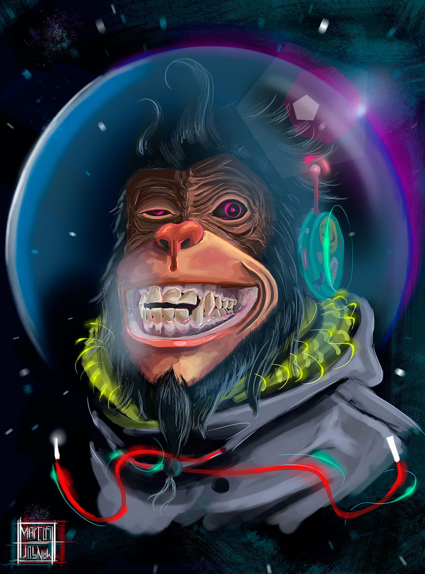 ArtStation - Mono espacial, Marcos Mansur. Arte de mono, Mono, Arte de gorilas, Macacos fondo de pantalla del teléfono