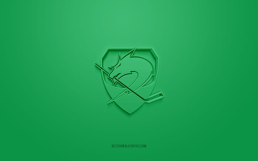 HK Olimpija, kreatywne logo 3D, zielone tło, Elite Ice Hockey League, słoweński klub hokejowy, Ljubljana, Słowenia, hokej, logo HK Olimpija 3d Tapeta HD