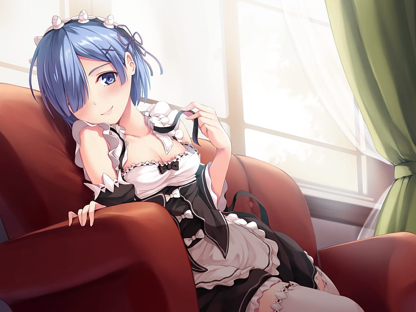 Rem, cute, girl, rezero, maid, anime, pretty, manga, zerokana HD wallpaper