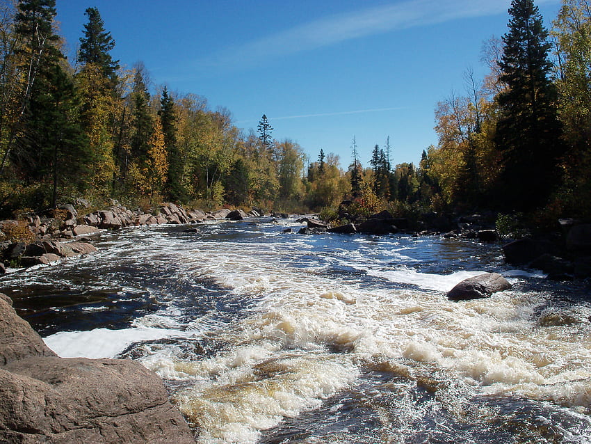Rapids on the River, river, rapids, nature, water, rocks HD wallpaper
