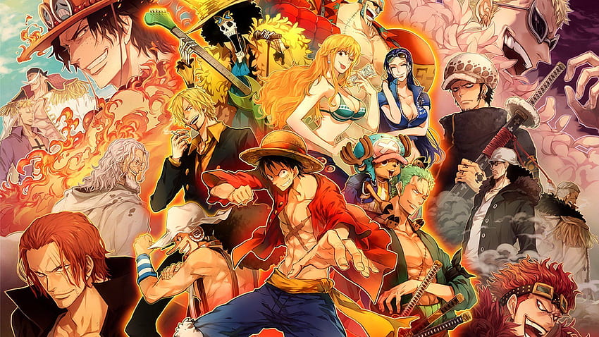 Аниме колаж DBZ One Piece Naruto , One Piece Collage HD тапет
