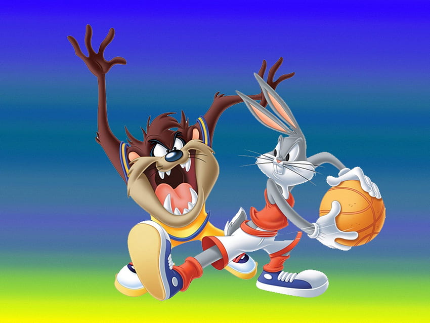 Bugs Bunny และ Tasmanian Devi ผู้เล่นบาสเกตบอล Looney Tunes พื้นหลัง Baby Looney Tunes วอลล์เปเปอร์ HD