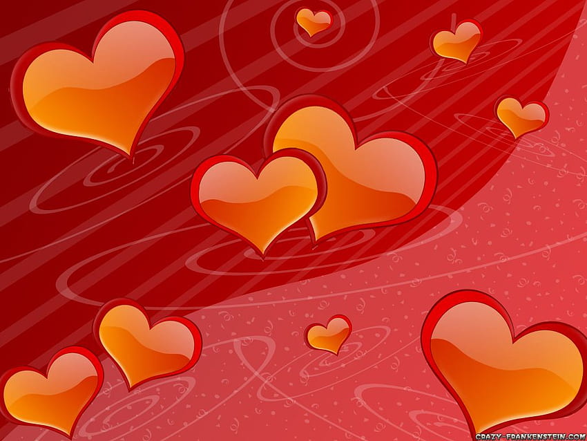 Valentine Heart, Orange Heart HD wallpaper