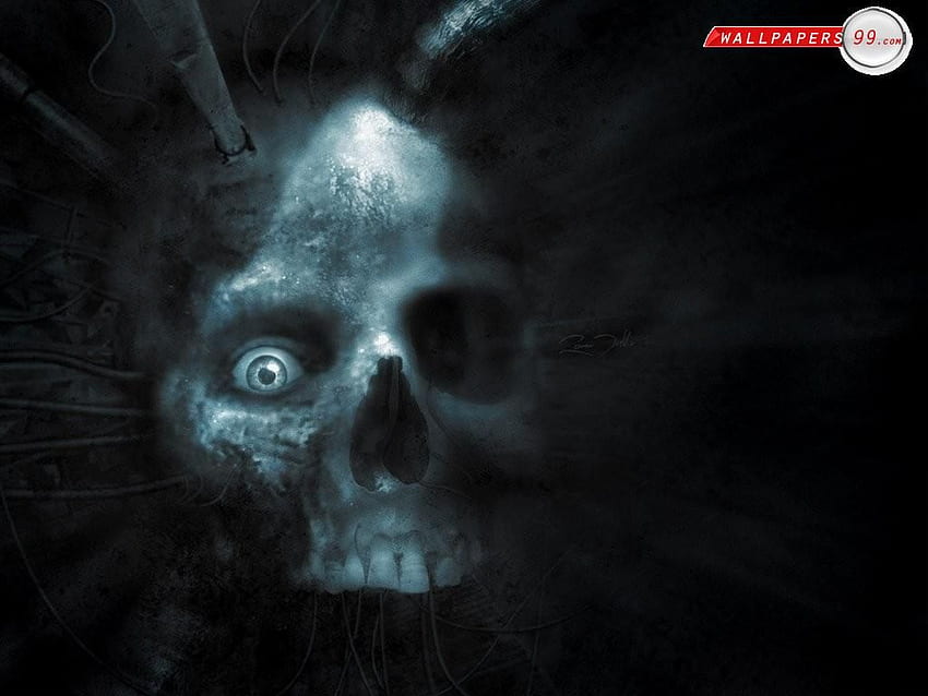 Dark horror evil sci fi skull art cyborg robot, Scary Skulls HD wallpaper
