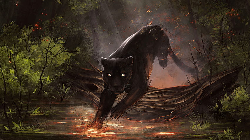 Jaguar Negro Ilustración Ultra, Animal Jaguar fondo de pantalla