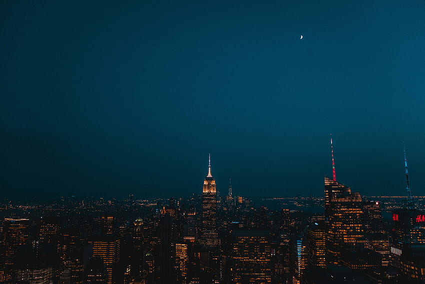 Ciudades, Estados Unidos, Ciudad de noche, Luces de la ciudad, Rascacielos, Estados Unidos, Nueva York fondo de pantalla