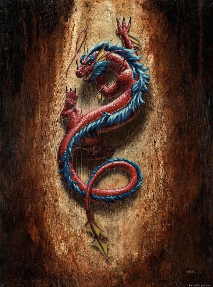 Flaming tribal dragon tattoo vector illustration in black and red colors   Tatuajes de dragón tribal Dragones tribales Tatuajes dragones