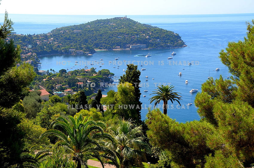 french riviera mediterranean view trees sky HD wallpaper