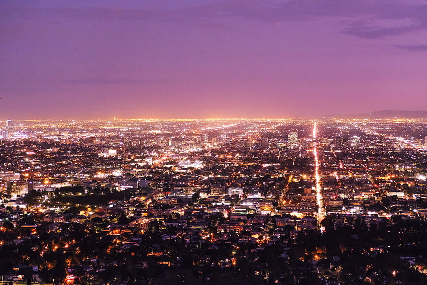 都市, アメリカ合衆国, 夜の街, アメリカ合衆国, パノラマ, ロサンゼルス 高画質の壁紙