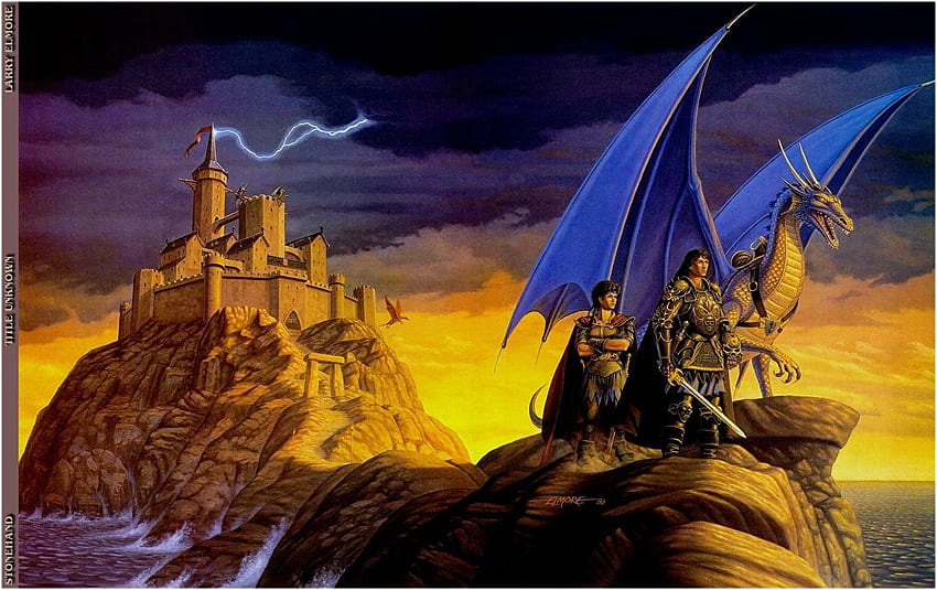 dragon Larry Elmore Warriors castle Fantasy, Dragonlance HD wallpaper