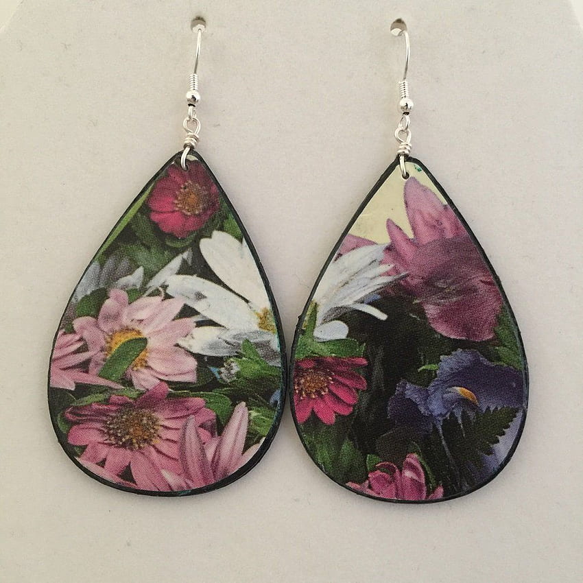 Colorful Floral Teardrop Earrings: Handmade HD phone wallpaper