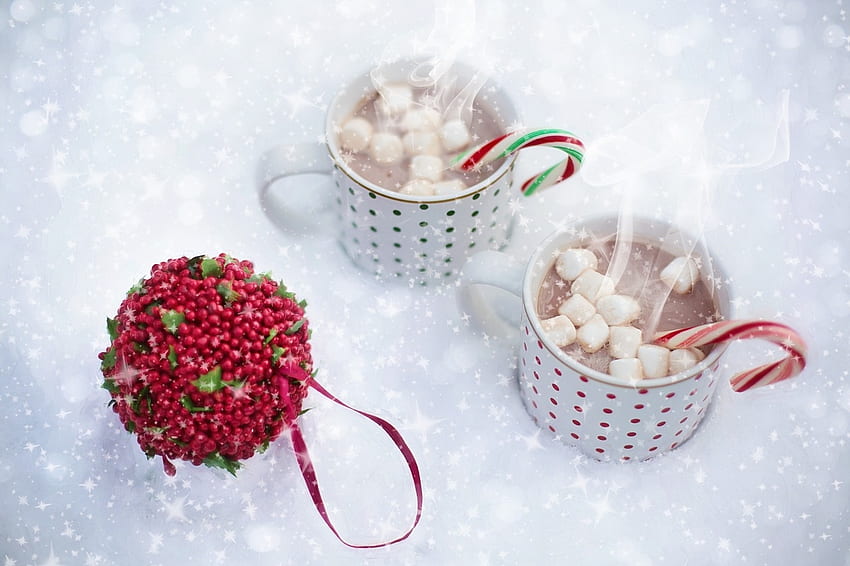 Heiße Schokolade, Winter, Tassen, Rot, Dekor HD-Hintergrundbild