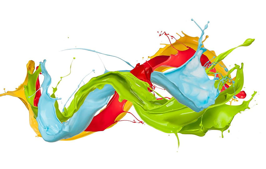 drops, squirt, paint, colors, design, splash, paint for , section рендеринг, Green Paint Splatter HD wallpaper