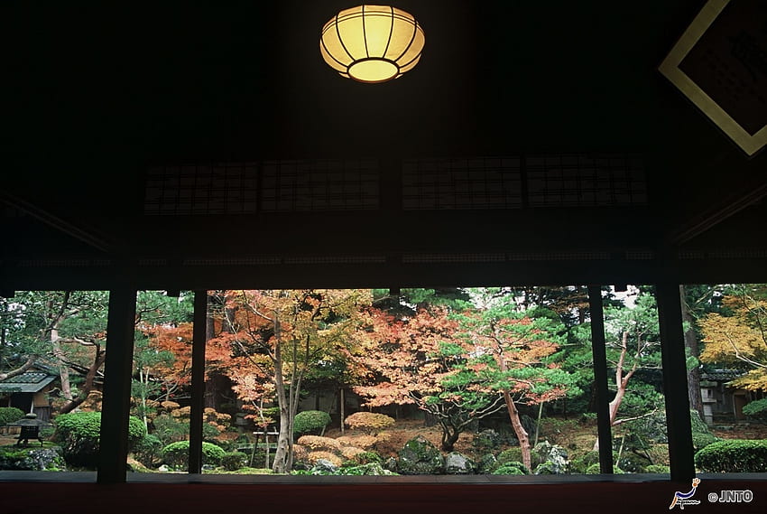 Музей на северната култура, японски, музей, природа, Ниигата, Япония, градина, есен, на закрито HD тапет