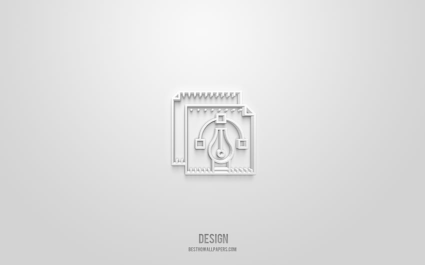 Design 3d icon, white background, 3d symbols, Design, web icons, 3d icons, Design sign, web 3d icons HD wallpaper