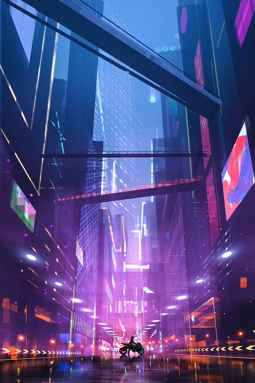 IPHONE CYBERPUNK, Cyberpunk Violet Fond d'écran de téléphone HD