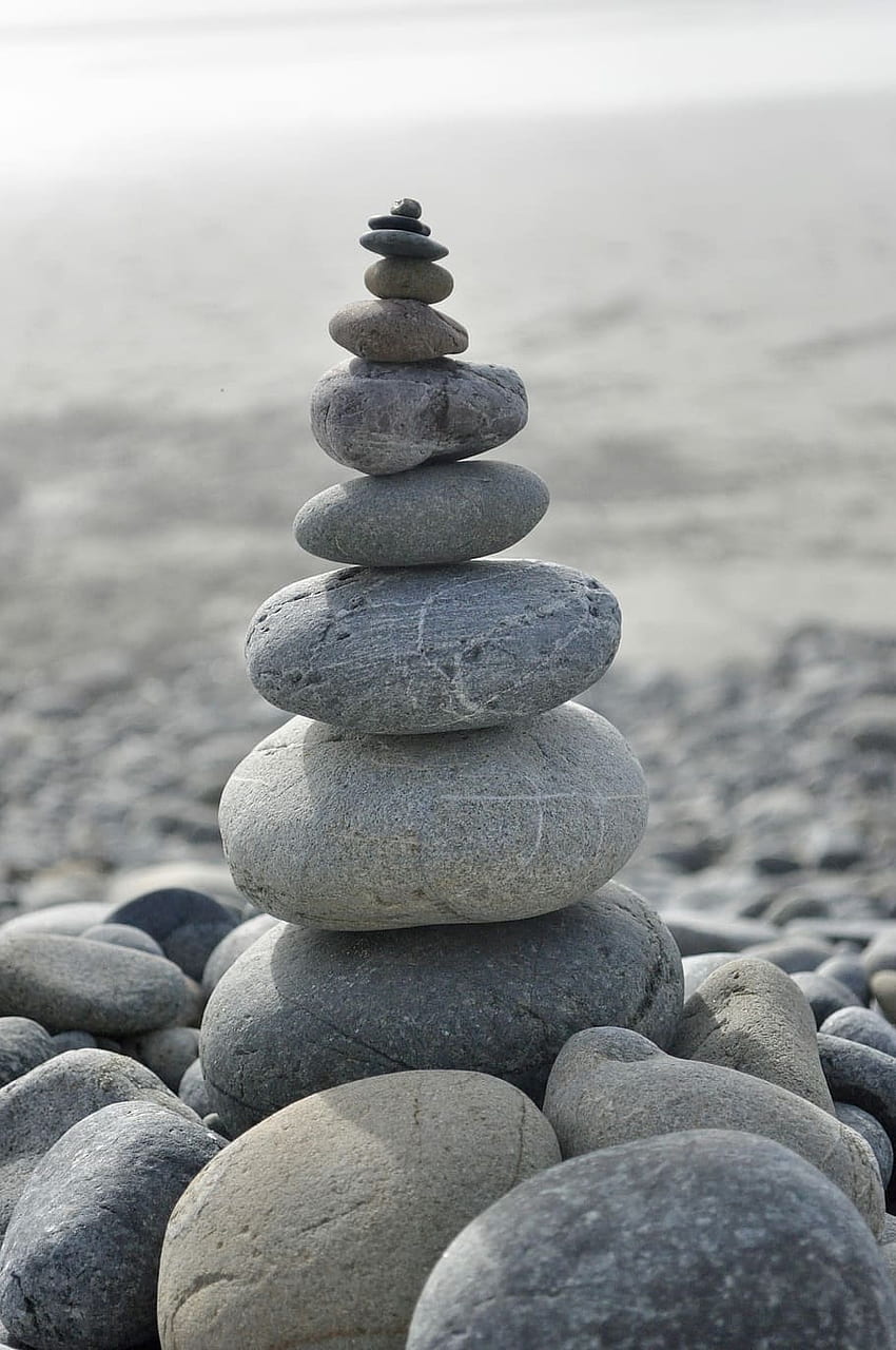 : tumpukan kerikil, zen, stabilitas, keseimbangan, batu bulat, harmoni wallpaper ponsel HD