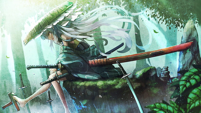Anime Samurai, Samurai Verde papel de parede HD