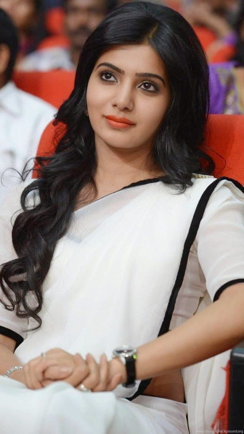 Samantha Cute In White Saree Background HD phone wallpaper | Pxfuel