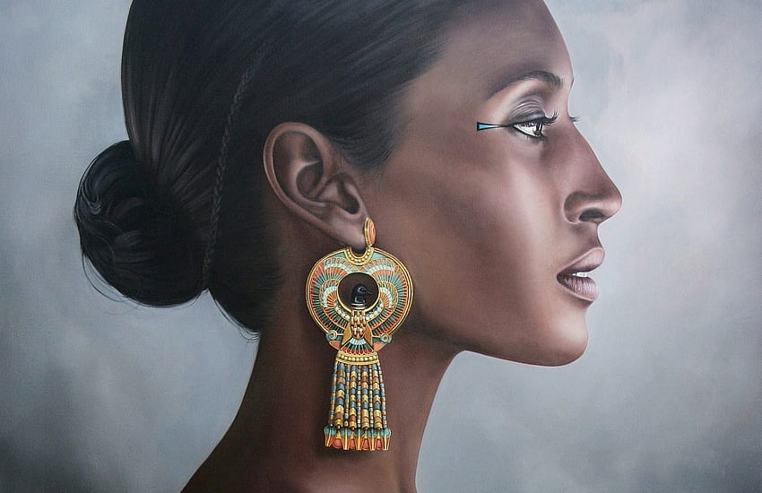 하트셉수트 하트셉수트 여자 귀걸이 이집트 초상화 파라오 HD 월페이퍼
