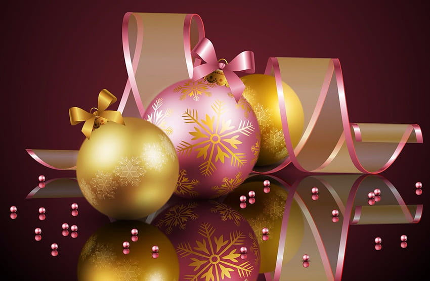 크리스마스 장식품 - 핑크와 골드 메리 크리스마스, 로즈 골드 크리스마스 HD 월페이퍼